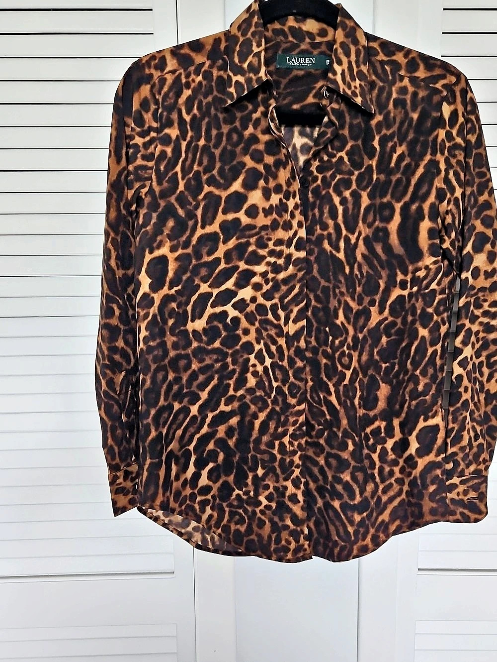 Lauren Ralph Lauren Leopard Print Button Down Blouse Size XS New Without Tags